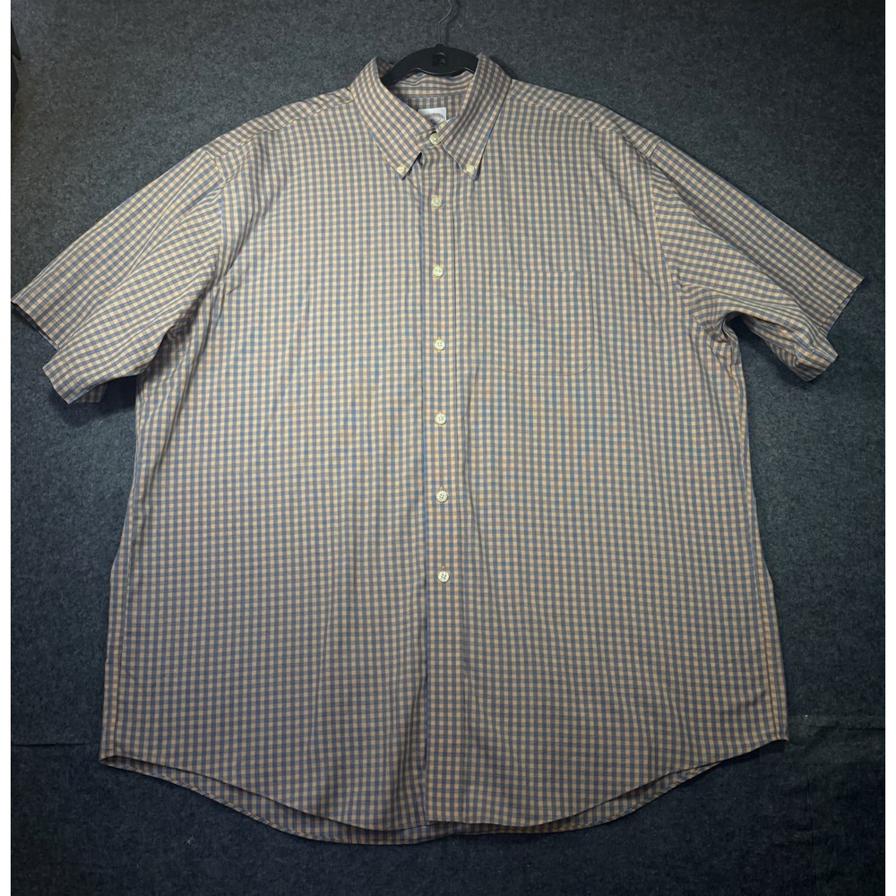 Brooks Brothers 346 The Original Polo Shirt Men's XL Short Sleeve Plaid Shirt